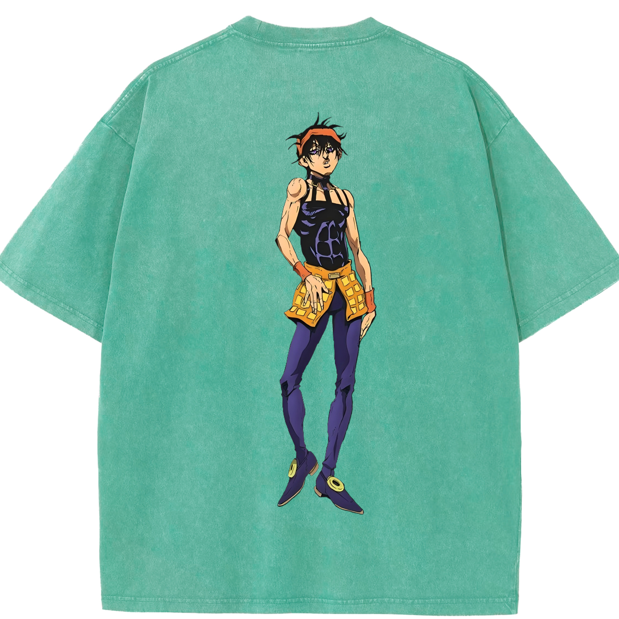 （画像用） ジョジョの奇妙な冒険 ナランチャ?ギルガ JoJo's Bizarre Adventure Narancia Ghirga 綿100% ヴィンテージ風 半袖Tシャツ（背面プリント）